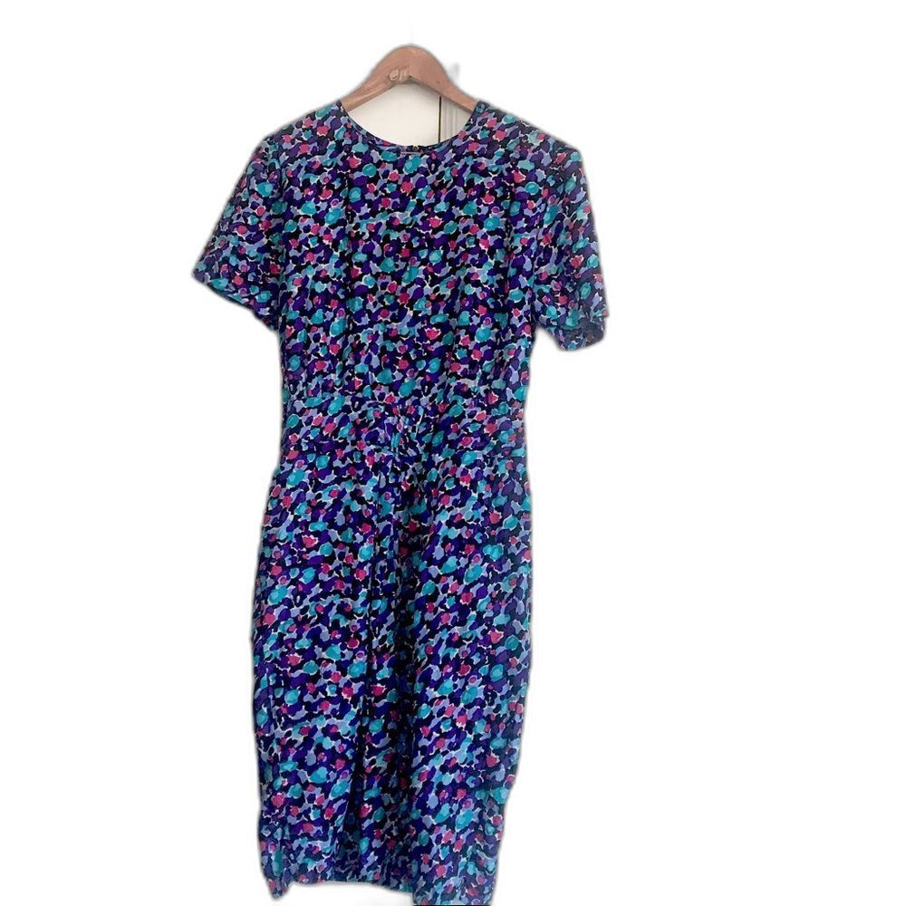 Vintage Silk Patterned Midi Dress Size 12